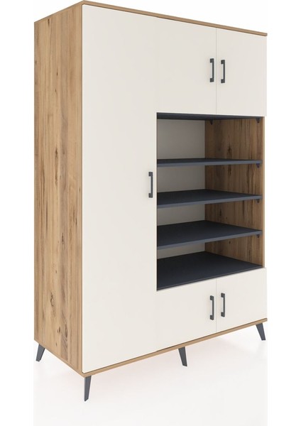 Kronos Dolap 10 Raflı 5 Kapaklı 132X59X195 Çam-Aytaşı/antrasit fiyatları