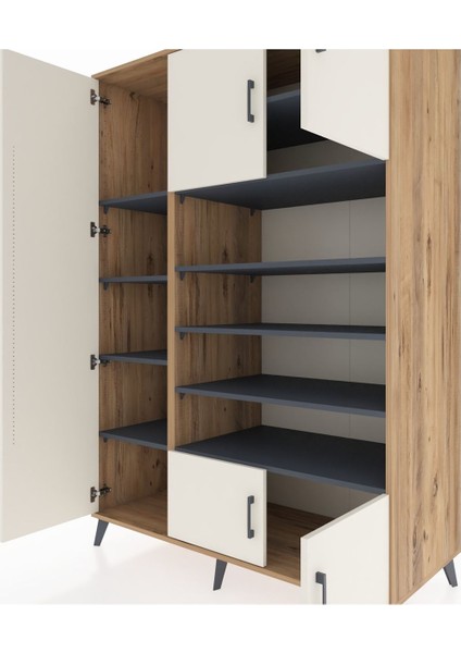 Kronos Dolap 10 Raflı 5 Kapaklı 132X59X195 Çam-Aytaşı/antrasit fırsatları