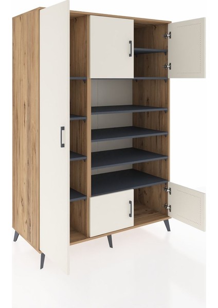 Kronos Dolap 10 Raflı 5 Kapaklı 132X59X195 Çam-Aytaşı/antrasit indirimleri