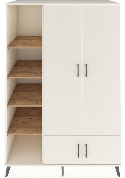 Kronos Dolap 6 Raflı 4 Kapaklı Tek Askılı 132X59X195 Aytaşı-Aytaşı/çam