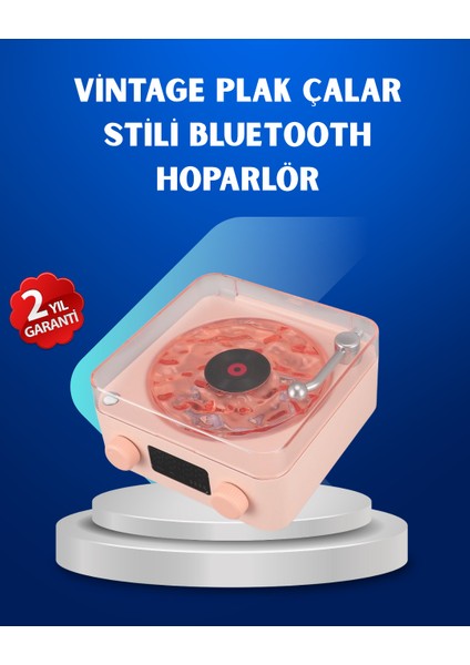 Retro Saatli Bluetooth Hoparlör – Gece Lambalı Kristal Ses Kalitesi