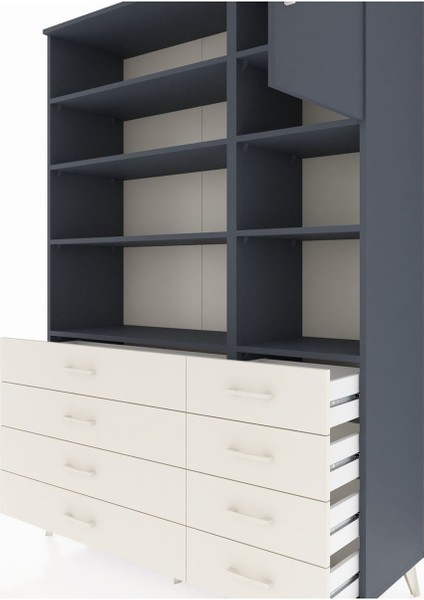 Hyperion Dolap 8 Raflı 8 Çekmeceli Tek Kapaklı 132X44X195 Antrasit-Antrasit/aytaşı fırsatları
