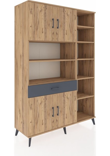 Hyperion Dolap 10 Raflı Tek Çekmeceli 4 Kapaklı 132X44X195 Çam-Çam/antrasit fiyatları