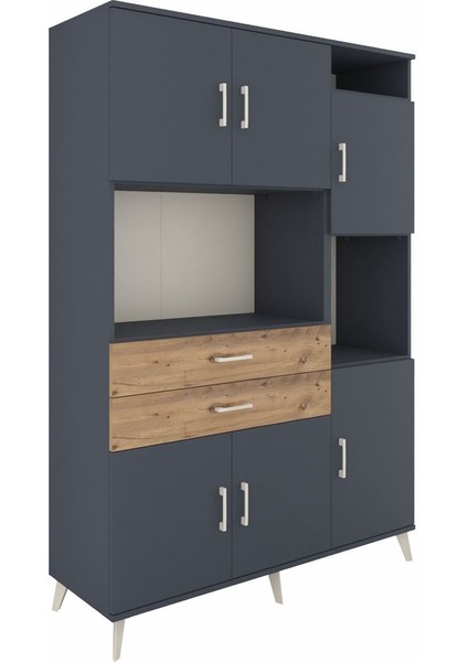 Hyperion Dolap 9 Raflı 2 Çekmeceli 6 Kapaklı 132X44X195 Antrasit-Antrasit/çam fiyatları