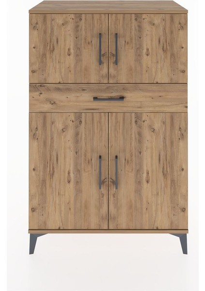 Hyperion Dolap 2 Raflı Tek Çekmeceli 4 Kapaklı 88X44X134 Çam-Çam