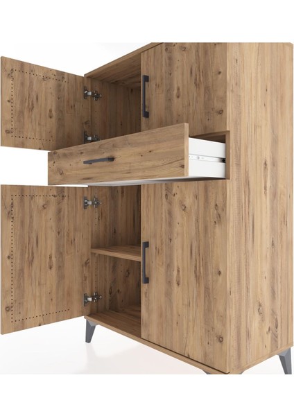 Hyperion Dolap 2 Raflı Tek Çekmeceli 4 Kapaklı 88X44X134 Çam-Çam indirimleri