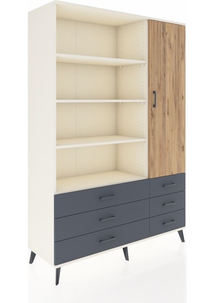 Hyperion Dolap 8 Raflı 6 Çekmeceli Tek Kapaklı 132X44X195 Aytaşı-Çam/antrasit fiyatları
