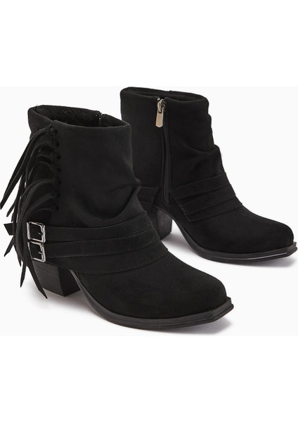 Elis Siyah Süet Tokalı Kadın Kovboy Western Bot fiyatları