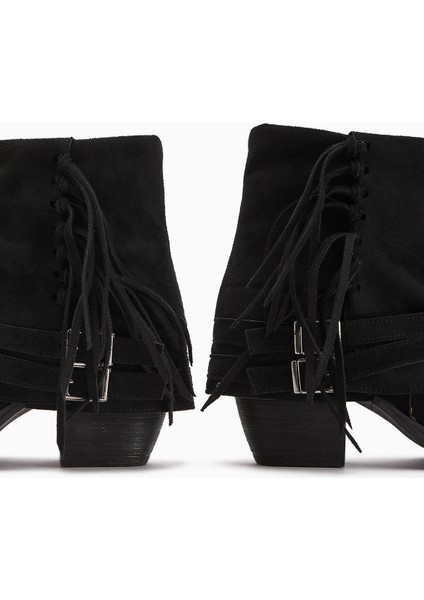 Elis Siyah Süet Tokalı Kadın Kovboy Western Bot fırsatları