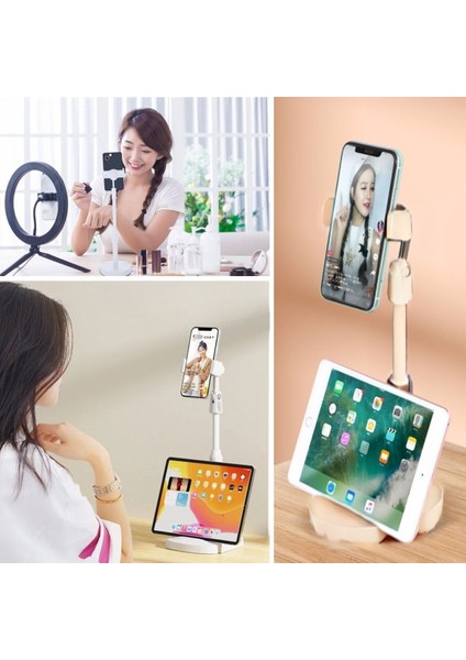 ® Masa Üstü Tablet ve Telefon Tutucu Plastik Aparat Beyaz Telefon Standı fiyatları