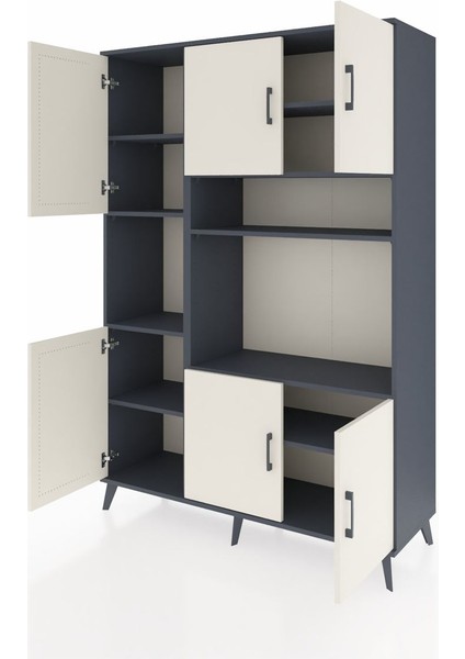 Hyperion Dolap 9 Raflı 6 Kapaklı 132X44X195 Antrasit-Aytaşı/antrasit modelleri