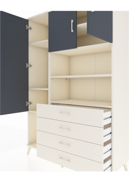 Hyperion Dolap 7 Raflı 4 Çekmeceli 3 Kapaklı 132X44X195 Aytaşı-Antrasit/aytaşı fırsatları