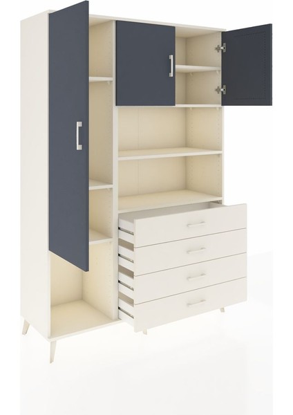 Hyperion Dolap 7 Raflı 4 Çekmeceli 3 Kapaklı 132X44X195 Aytaşı-Antrasit/aytaşı indirimleri