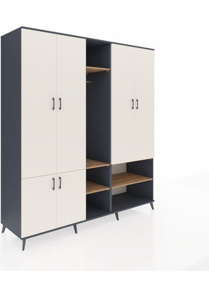 Kronos Dolap 15 Raflı 5 Kapaklı Tek Askılı 220X59X243 Antrasit-Aytaşı/çam fiyatları