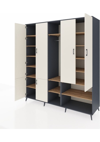 Kronos Dolap 15 Raflı 5 Kapaklı Tek Askılı 220X59X243 Antrasit-Aytaşı/çam modelleri