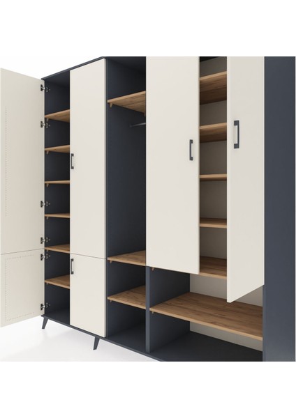 Kronos Dolap 15 Raflı 5 Kapaklı Tek Askılı 220X59X243 Antrasit-Aytaşı/çam fırsatları