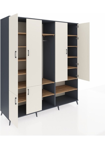 Kronos Dolap 15 Raflı 5 Kapaklı Tek Askılı 220X59X243 Antrasit-Aytaşı/çam indirimleri