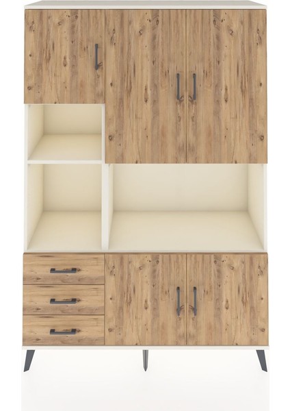 Hyperion Dolap 9 Raflı 3 Çekmeceli 5 Kapaklı 132X44X195 Aytaşı-Çam/çam