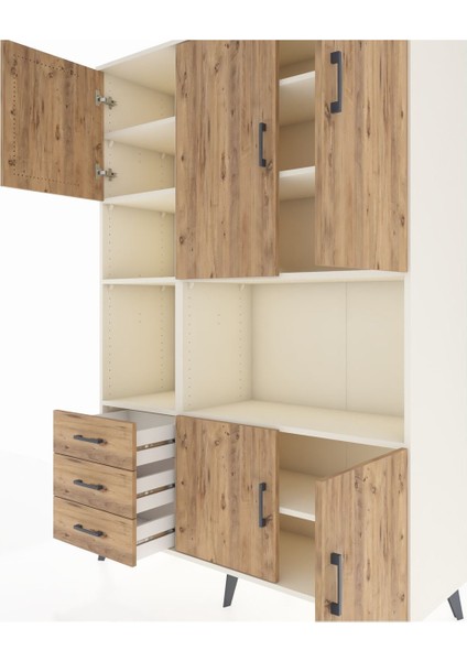 Hyperion Dolap 9 Raflı 3 Çekmeceli 5 Kapaklı 132X44X195 Aytaşı-Çam/çam fırsatları