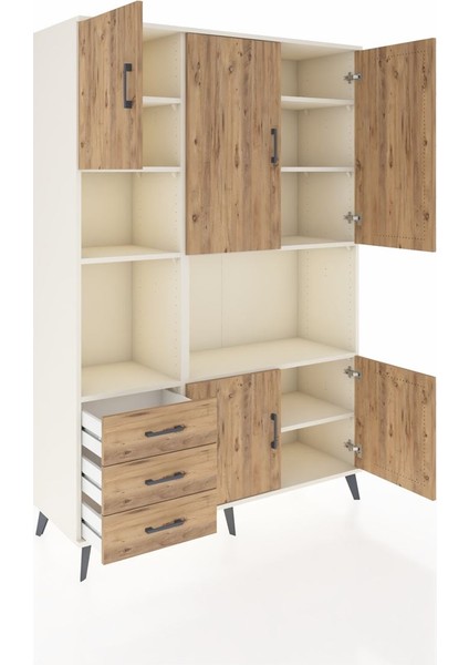 Hyperion Dolap 9 Raflı 3 Çekmeceli 5 Kapaklı 132X44X195 Aytaşı-Çam/çam indirimleri