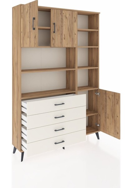 Arges Dolap 9 Raflı 4 Çekmeceli 3 Kapaklı 132X30X195 Çam-Çam/aytaşı indirimleri