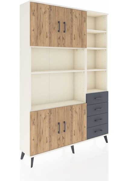 Arges Dolap 9 Raflı 4 Çekmeceli 4 Kapaklı 132X30X195 Aytaşı-Çam/antrasit fiyatları