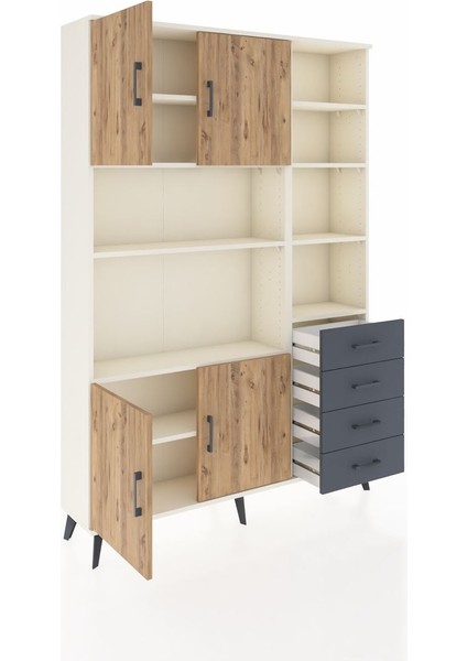 Arges Dolap 9 Raflı 4 Çekmeceli 4 Kapaklı 132X30X195 Aytaşı-Çam/antrasit indirimleri