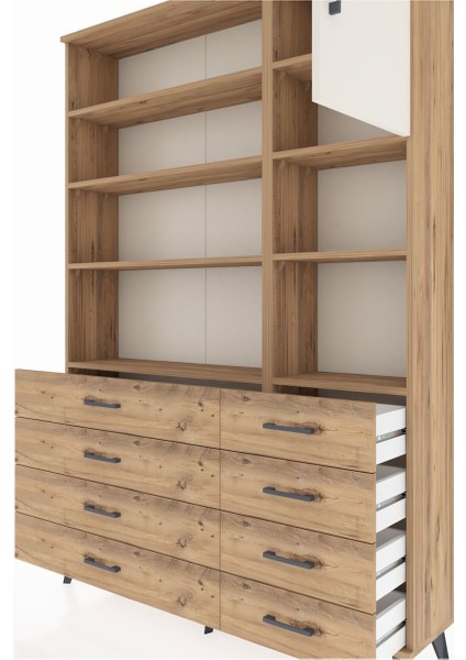 Arges Dolap 8 Raflı 8 Çekmeceli Tek Kapaklı 132X30X195 Çam-Aytaşı/çam fırsatları