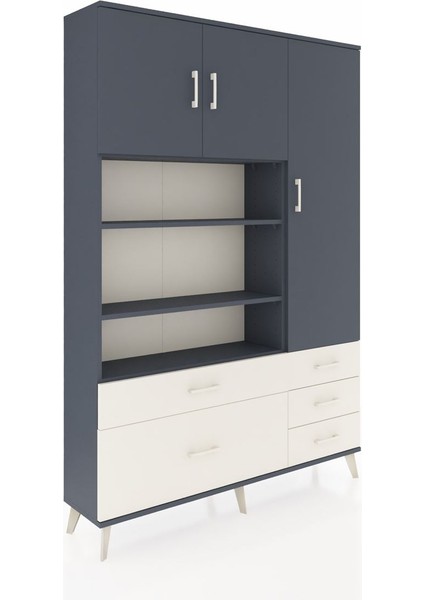 Arges Dolap 9 Raflı 5 Çekmeceli 3 Kapaklı 132X30X195 Antrasit-Antrasit/aytaşı fiyatları
