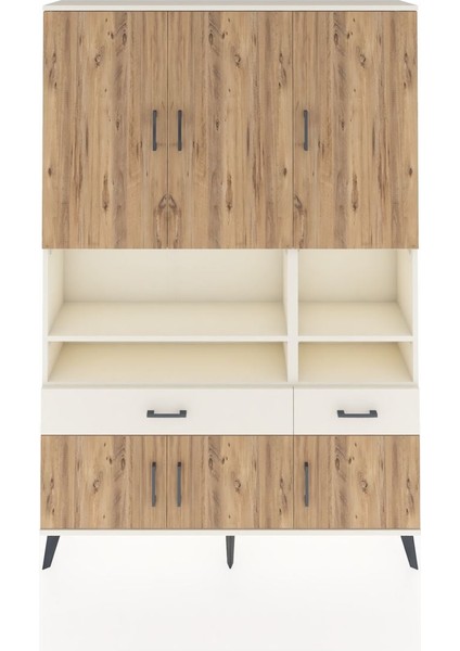 Arges Dolap 8 Raflı 2 Çekmeceli 6 Kapaklı 132X30X195 Aytaşı-Çam/aytaşı