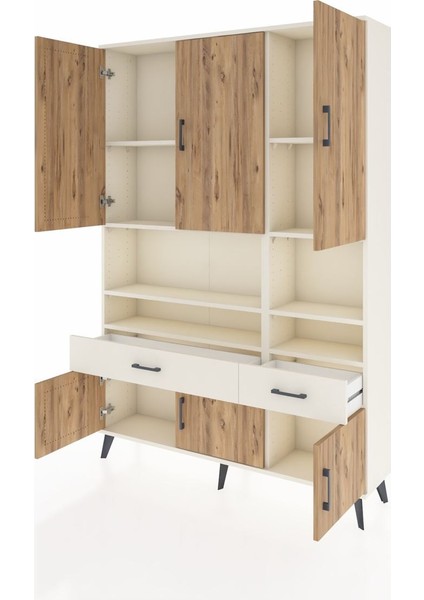 Arges Dolap 8 Raflı 2 Çekmeceli 6 Kapaklı 132X30X195 Aytaşı-Çam/aytaşı modelleri