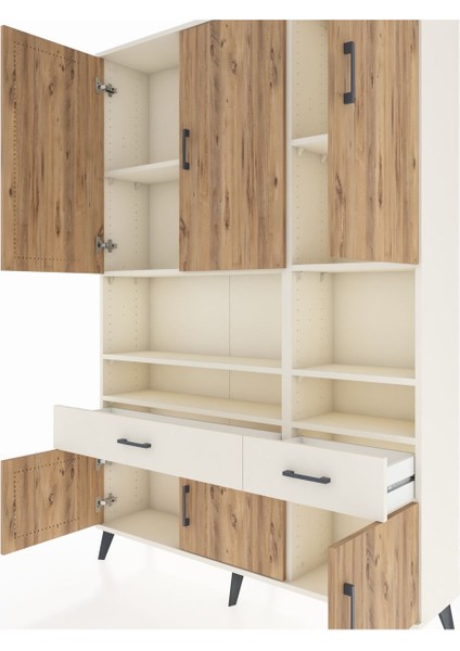 Arges Dolap 8 Raflı 2 Çekmeceli 6 Kapaklı 132X30X195 Aytaşı-Çam/aytaşı fırsatları