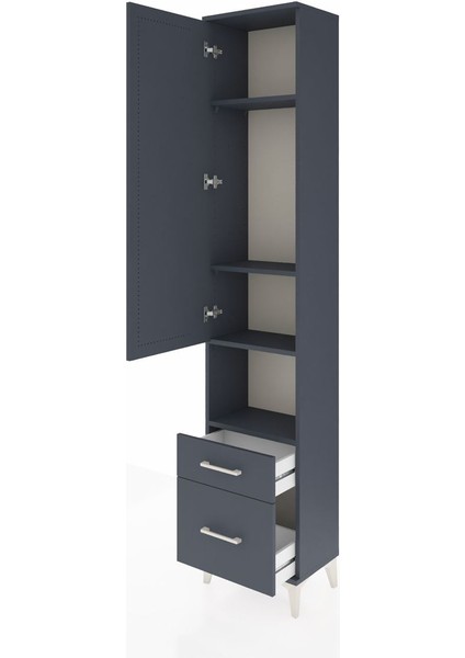 Arges Dolap 4 Raflı 2 Çekmeceli Tek Kapaklı 44X30X221 Antrasit-Antrasit fırsatları