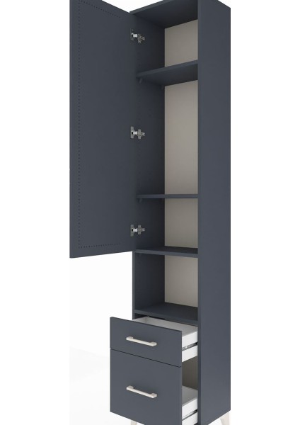 Arges Dolap 4 Raflı 2 Çekmeceli Tek Kapaklı 44X30X221 Antrasit-Antrasit indirimleri