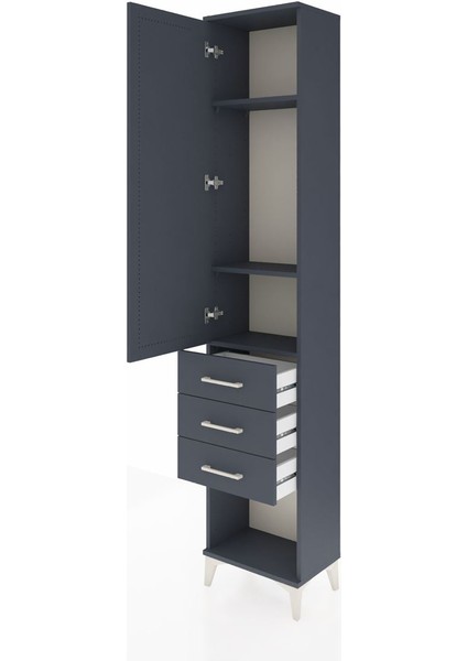 Arges Dolap 3 Raflı 3 Çekmeceli Tek Kapaklı 44X30X221 Antrasit-Antrasit fırsatları