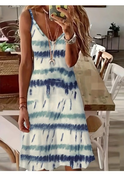 Kadın Ip Askılı V Yakalı Karışık Renkli Süprem Elbise fiyatları