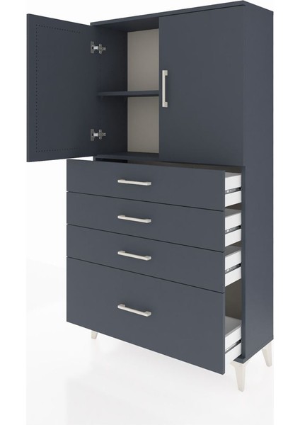 Arges Dolap 2 Raflı 4 Çekmeceli 2 Kapaklı 88X30X163 Antrasit-Antrasit fırsatları