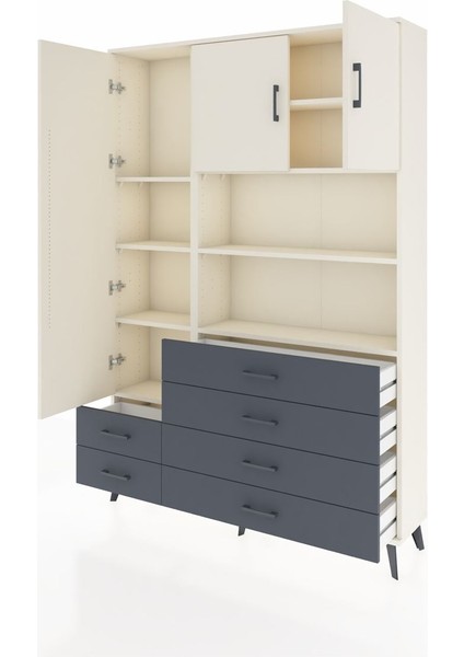 Arges Dolap 8 Raflı 6 Çekmeceli 3 Kapaklı 132X30X195 Aytaşı-Aytaşı/antrasit modelleri