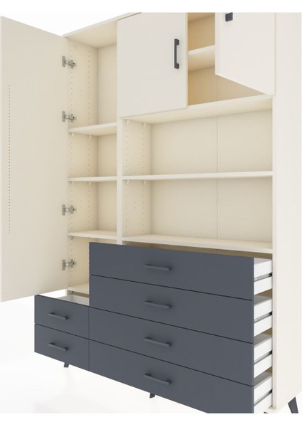 Arges Dolap 8 Raflı 6 Çekmeceli 3 Kapaklı 132X30X195 Aytaşı-Aytaşı/antrasit fırsatları