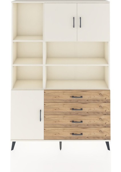 Arges Dolap 8 Raflı 4 Çekmeceli 3 Kapaklı 132X30X195 Aytaşı-Aytaşı/çam