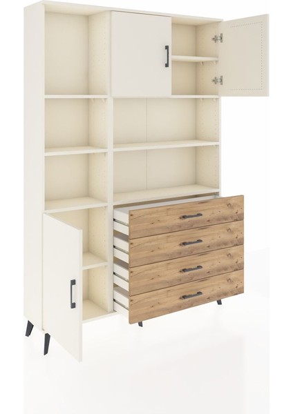 Arges Dolap 8 Raflı 4 Çekmeceli 3 Kapaklı 132X30X195 Aytaşı-Aytaşı/çam indirimleri