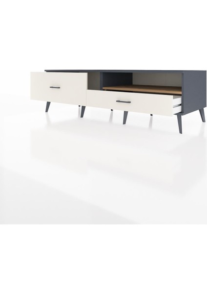 Kronos Tv Ünitesi Tek Raflı 2 Çekmeceli 176X59X51 Antrasit-Çam/aytaşı modelleri