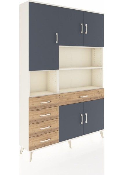 Arges Dolap 9 Raflı 5 Çekmeceli 5 Kapaklı 132X30X195 Aytaşı-Antrasit/çam fiyatları