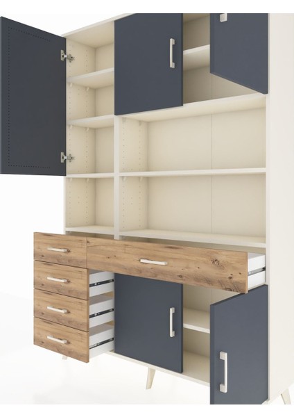 Arges Dolap 9 Raflı 5 Çekmeceli 5 Kapaklı 132X30X195 Aytaşı-Antrasit/çam fırsatları