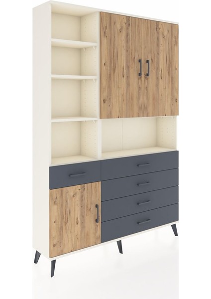 Arges Dolap 8 Raflı 5 Çekmeceli 3 Kapaklı 132X30X195 Aytaşı-Çam/antrasit fiyatları
