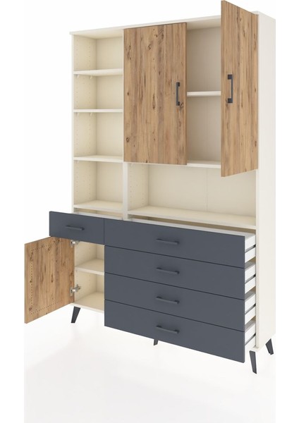 Arges Dolap 8 Raflı 5 Çekmeceli 3 Kapaklı 132X30X195 Aytaşı-Çam/antrasit modelleri