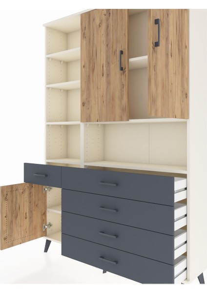 Arges Dolap 8 Raflı 5 Çekmeceli 3 Kapaklı 132X30X195 Aytaşı-Çam/antrasit fırsatları