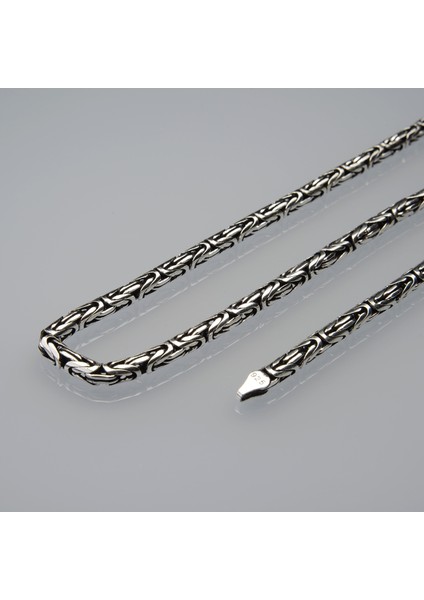 120 Mikron Oksitli Yuvarlak Kral Gümüş Zincir