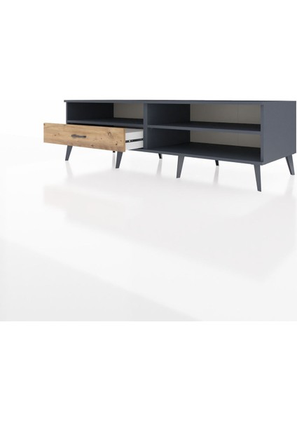 Kronos Tv Ünitesi 2 Raflı Tek Çekmeceli 176X59X51 Antrasit-Antrasit/çam modelleri