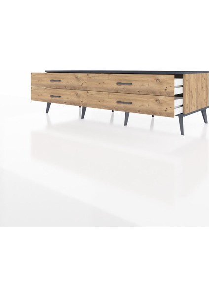 Kronos Tv Ünitesi 4 Çekmeceli 176X59X51 Çam-Antrasit/çam modelleri